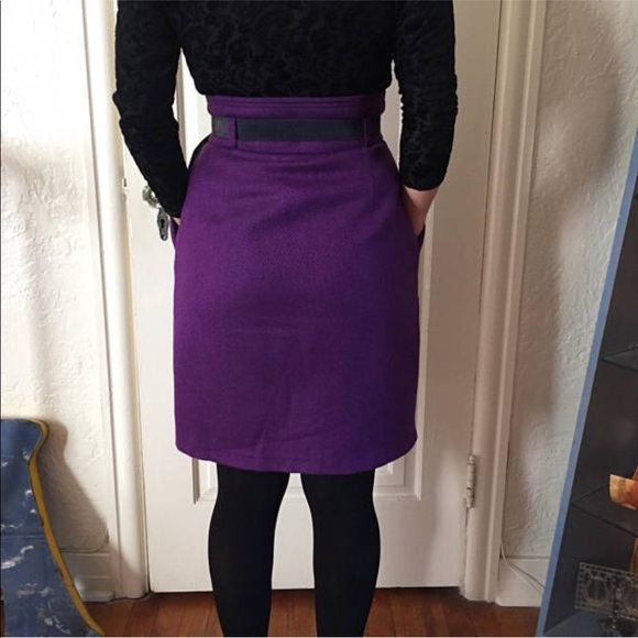 🌙SOLD🌙 vintage button up skirt purple wool small - Picture 5 of 5
